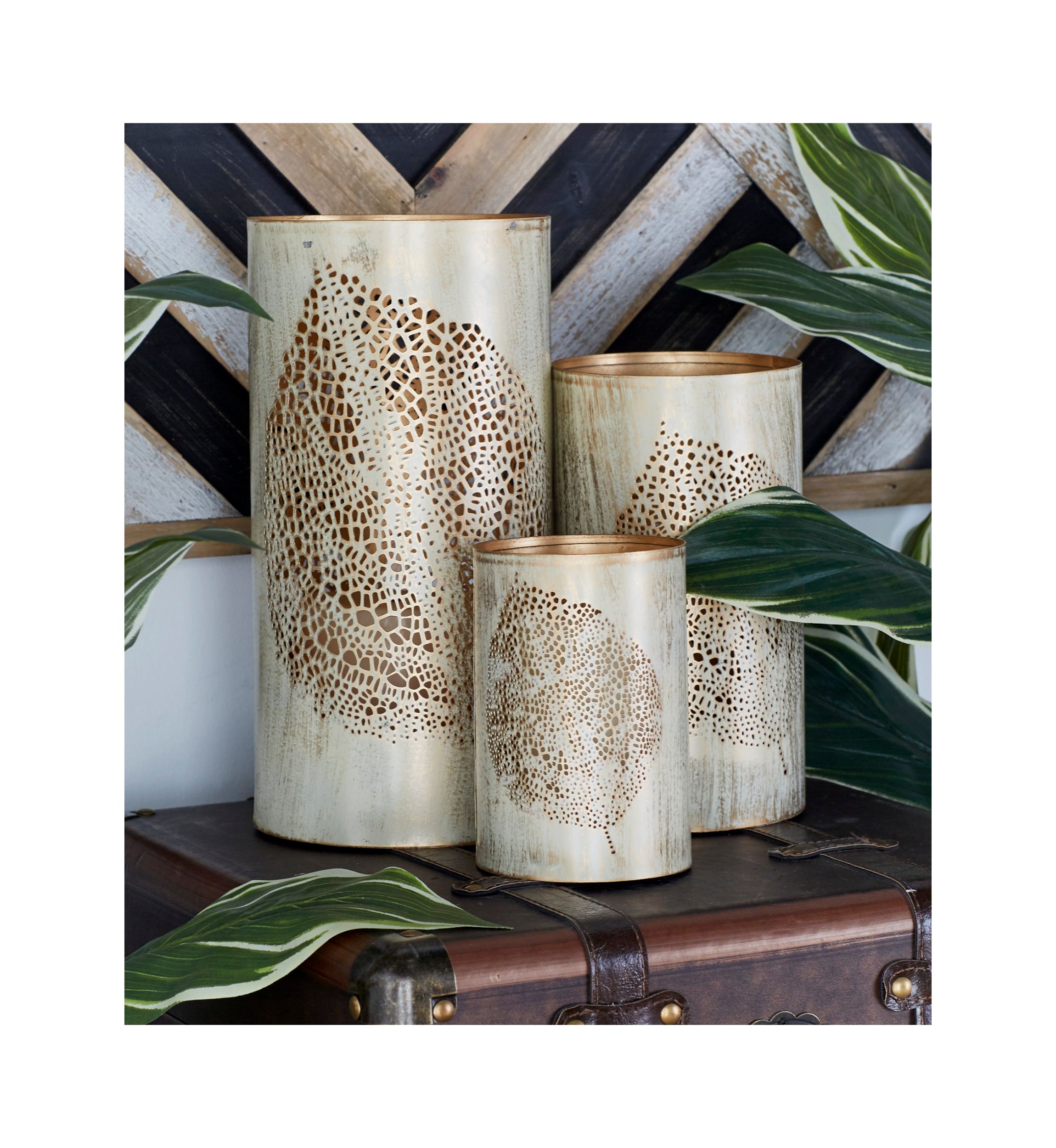 Eclectic Metal Candle Lantern - Set of 3