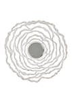 Large Abstract Flower White Wood Wall Mirror, 45 Inch 