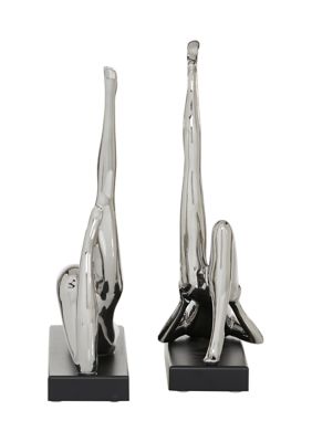 Contemporary Polystone Sculpture - Set of 2