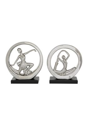 Contemporary Polystone Sculpture - Set of 2