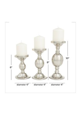 Transitional Aluminum Metal Candle Holder - Set of 3