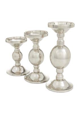 Transitional Aluminum Metal Candle Holder - Set of 3