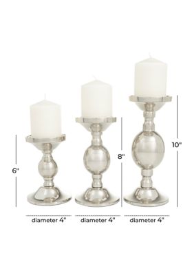 Transitional Aluminum Metal Candle Holder - Set of 3