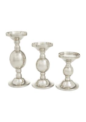 Transitional Aluminum Metal Candle Holder - Set of 3