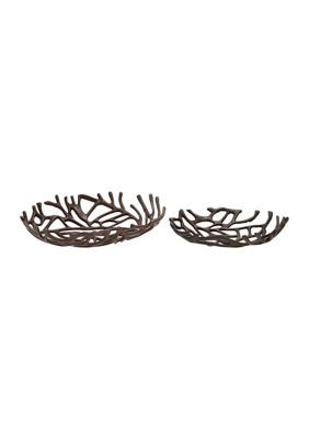 Coastal Aluminum Metal Decorative Bowl - Set of 2