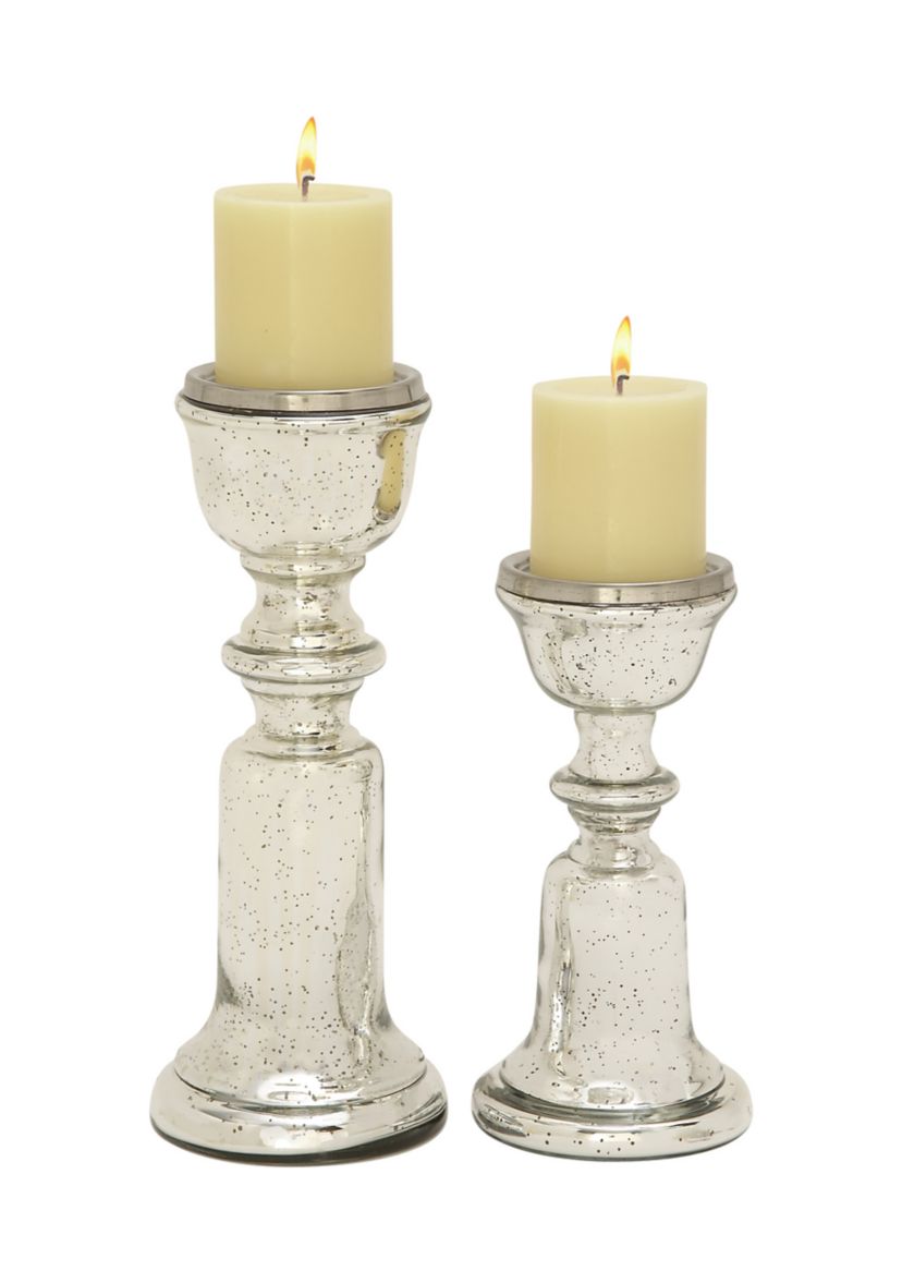 Traditional Glass Candle Holder - Set of 2