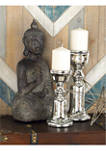 Glass Traditional Candle Holder  Set of 2