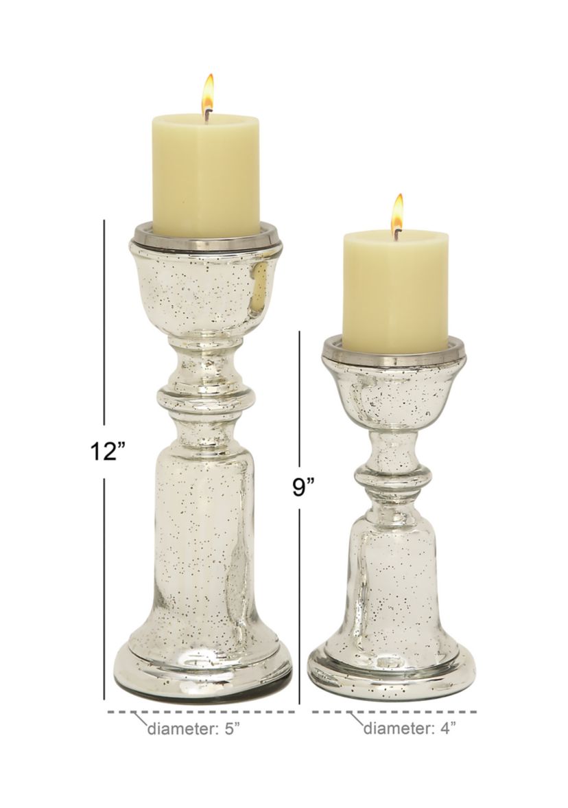 Traditional Glass Candle Holder - Set of 2