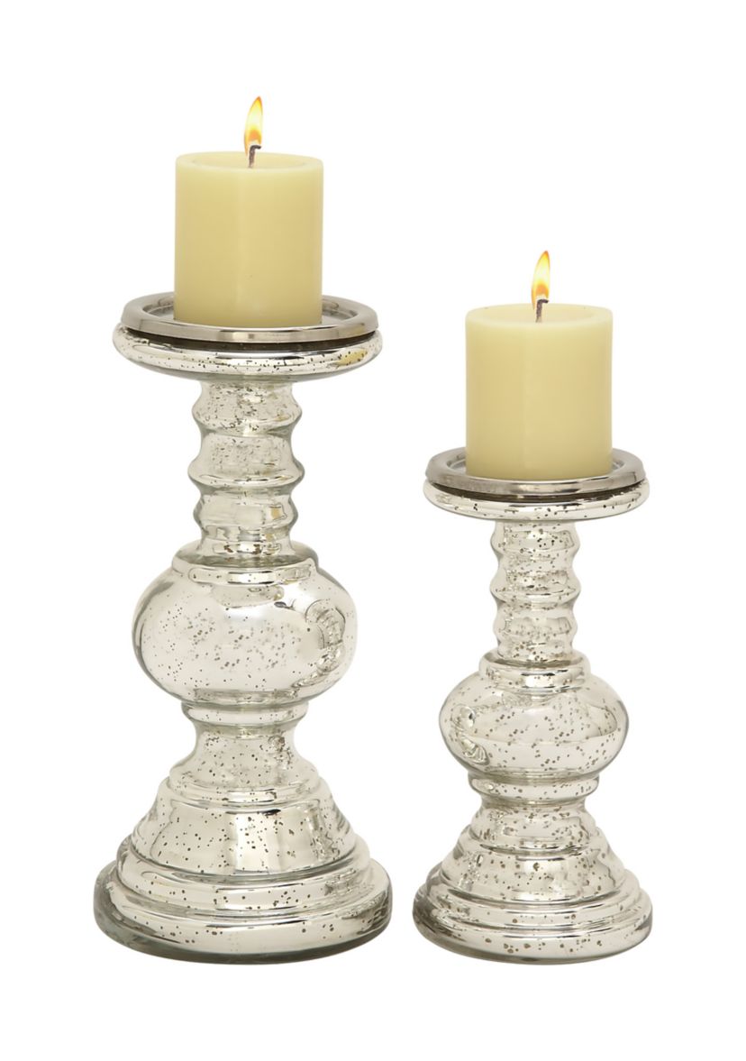 Traditional Glass Candle Holder - Set of 2