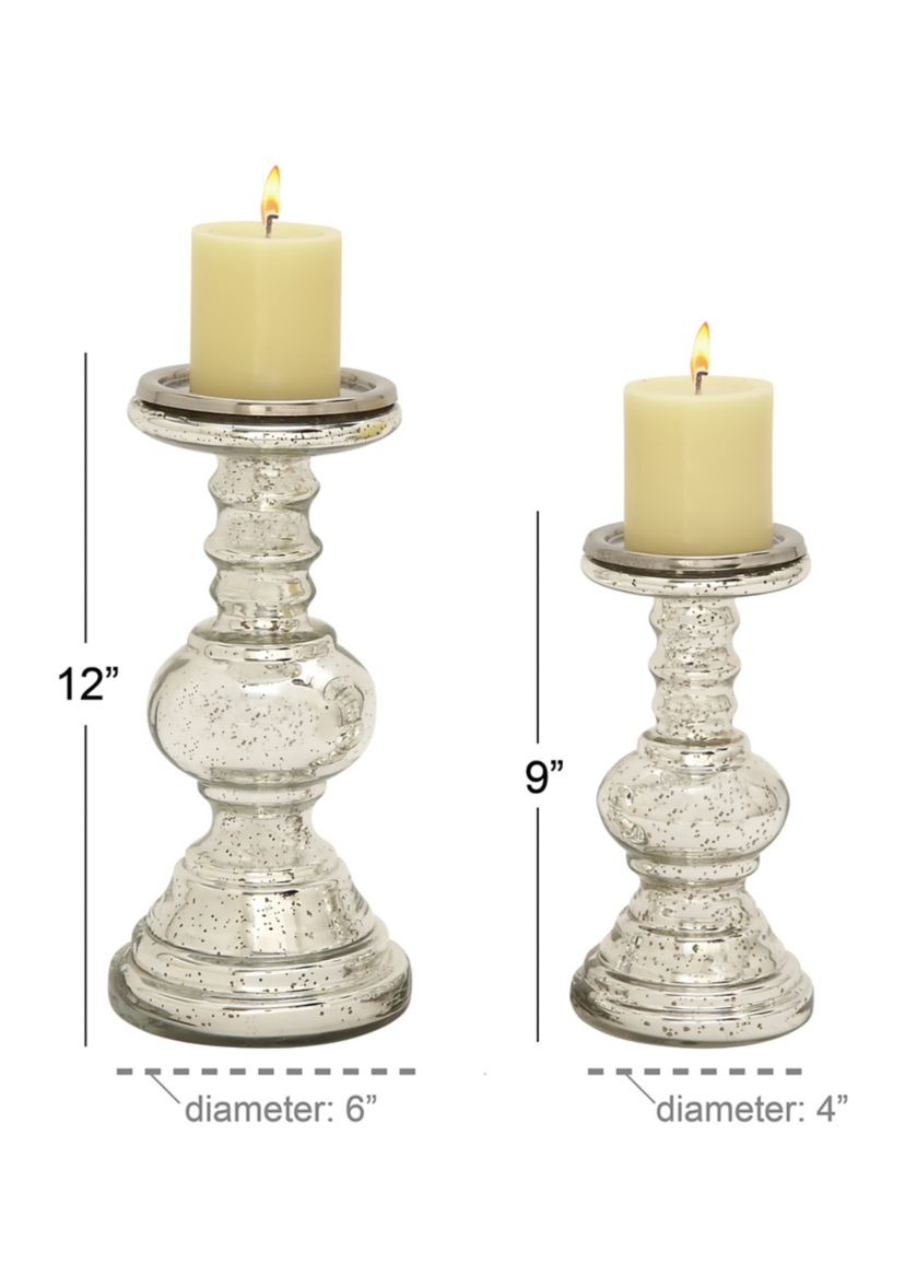 Traditional Glass Candle Holder - Set of 2