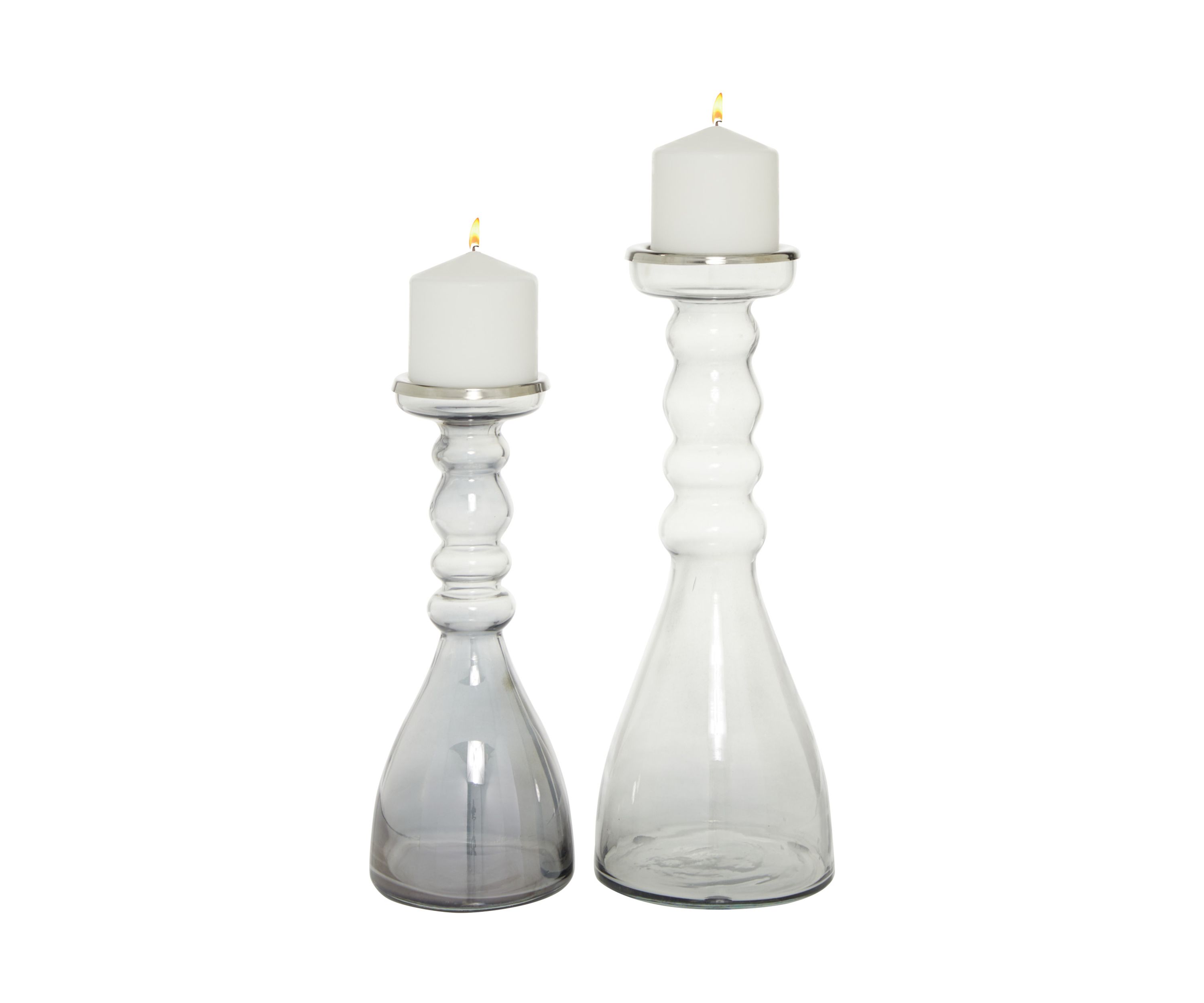 Contemporary Glass Candle Holder - Set of 2