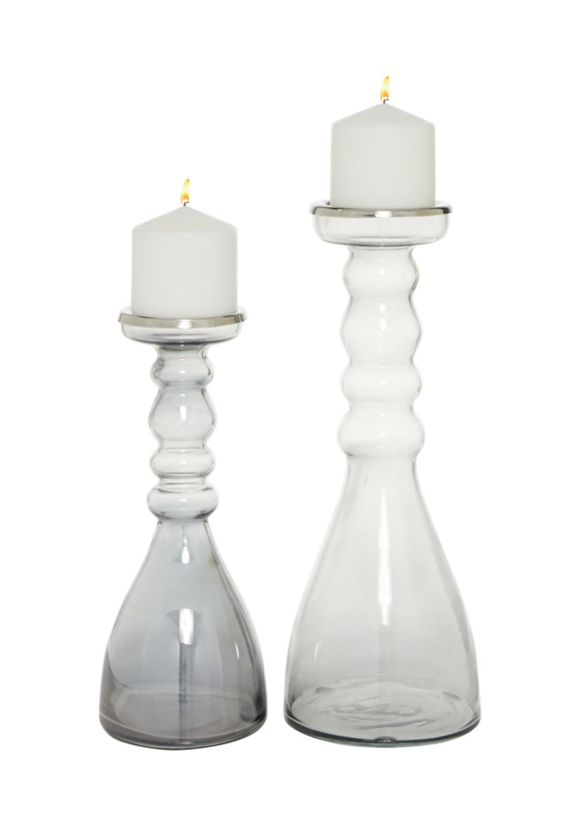 Contemporary Glass Candle Holder - Set of 2
