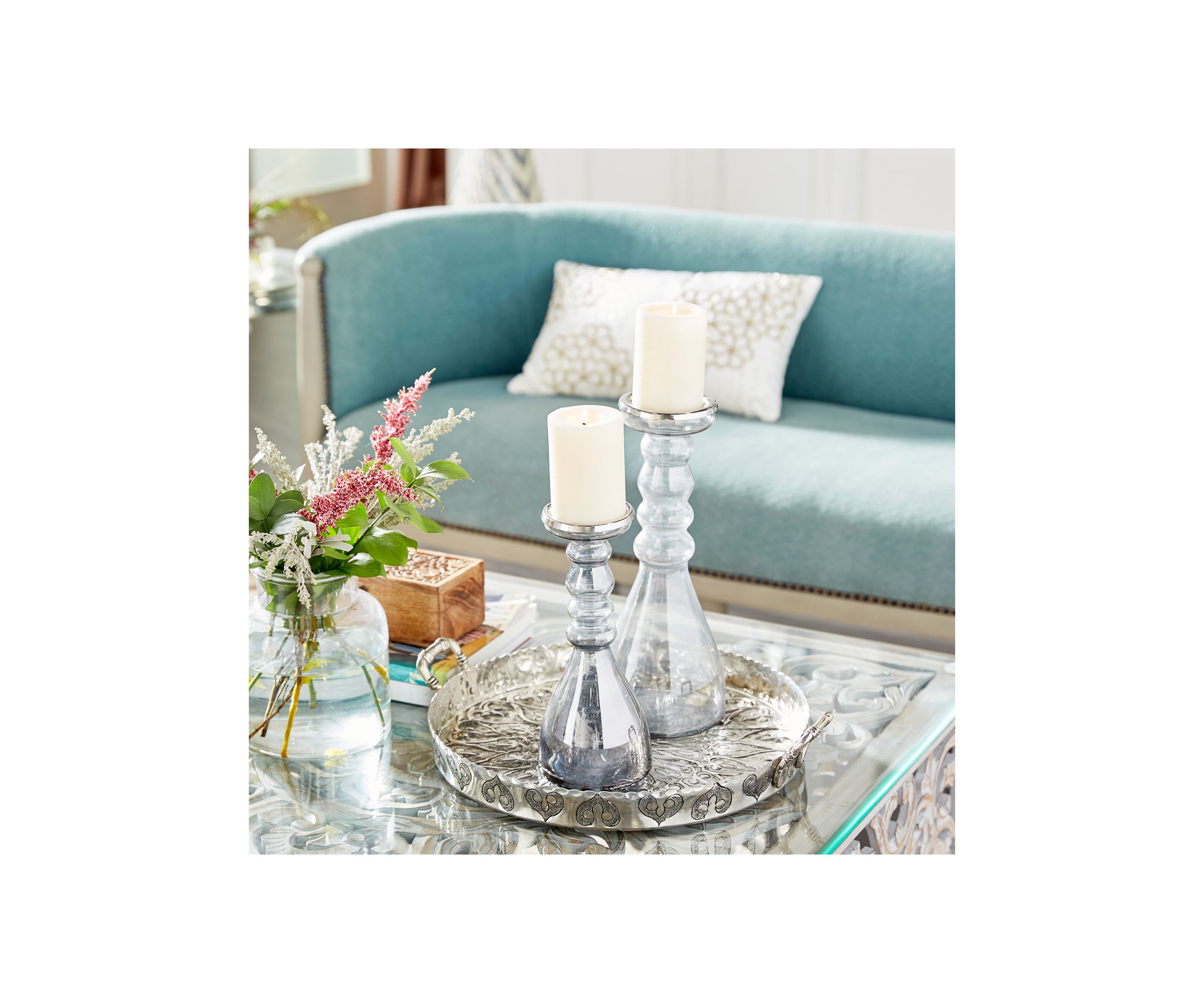 Contemporary Glass Candle Holder - Set of 2