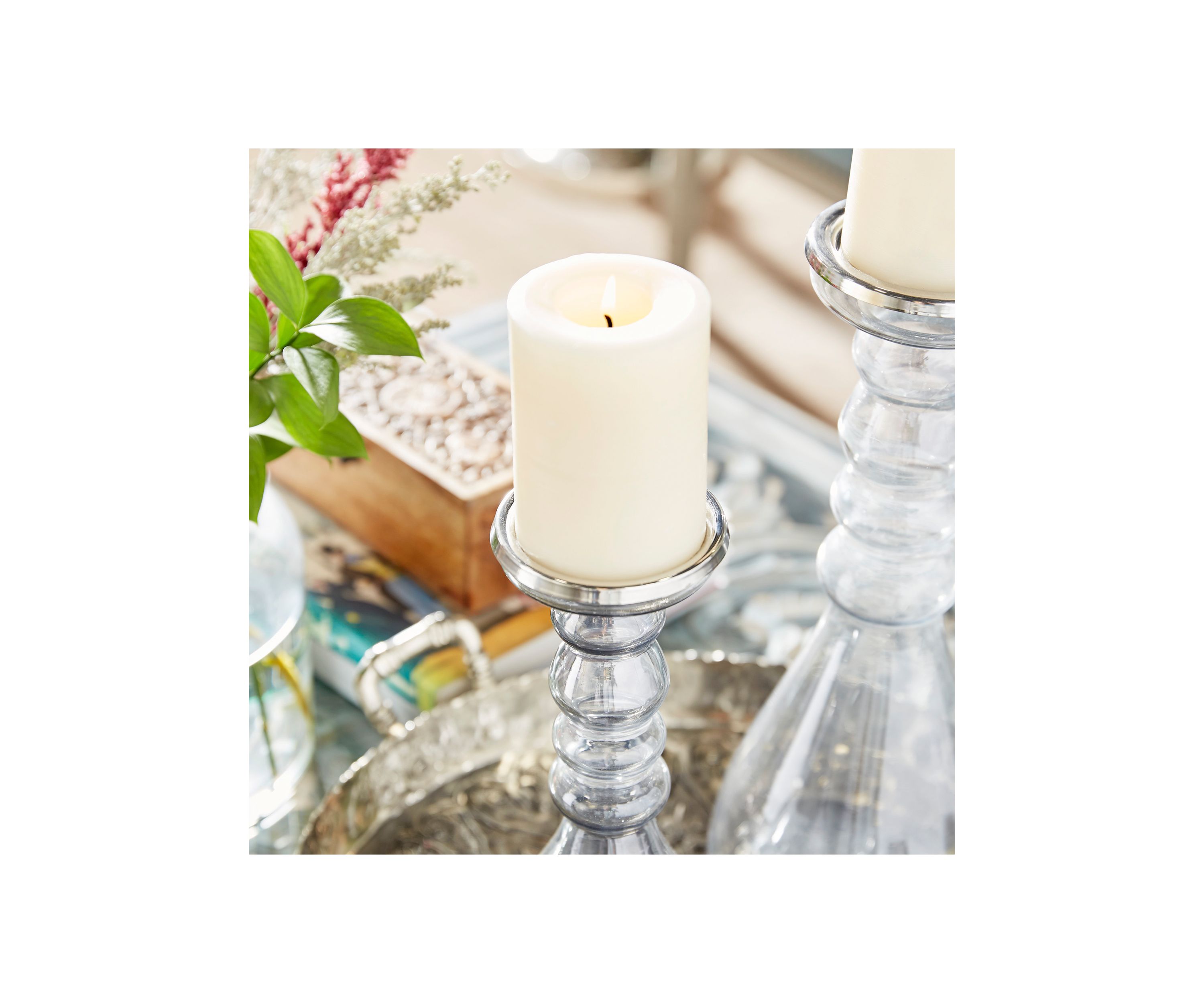 Contemporary Glass Candle Holder - Set of 2