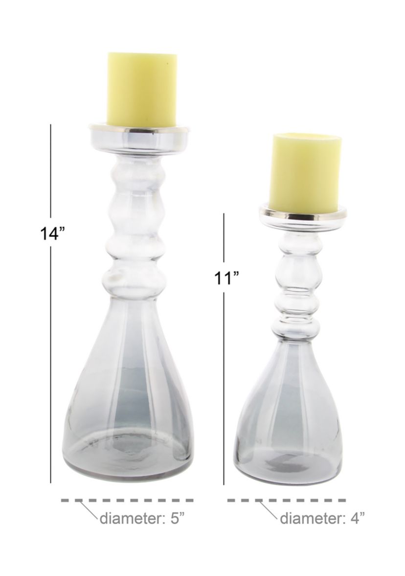 Contemporary Glass Candle Holder - Set of 2