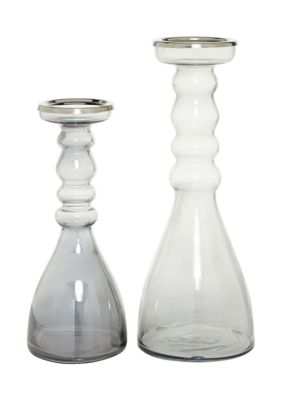 Contemporary Glass Candle Holder - Set of 2