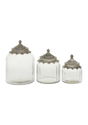 Traditional Glass Decorative Jars - Set of 3