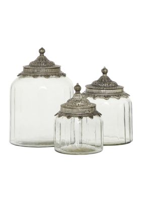 Traditional Glass Decorative Jars - Set of 3