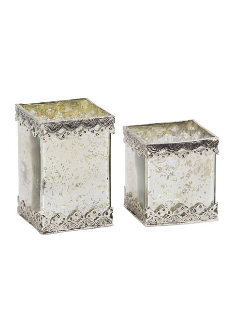 Glass Glam Candle Holder  Set of 2