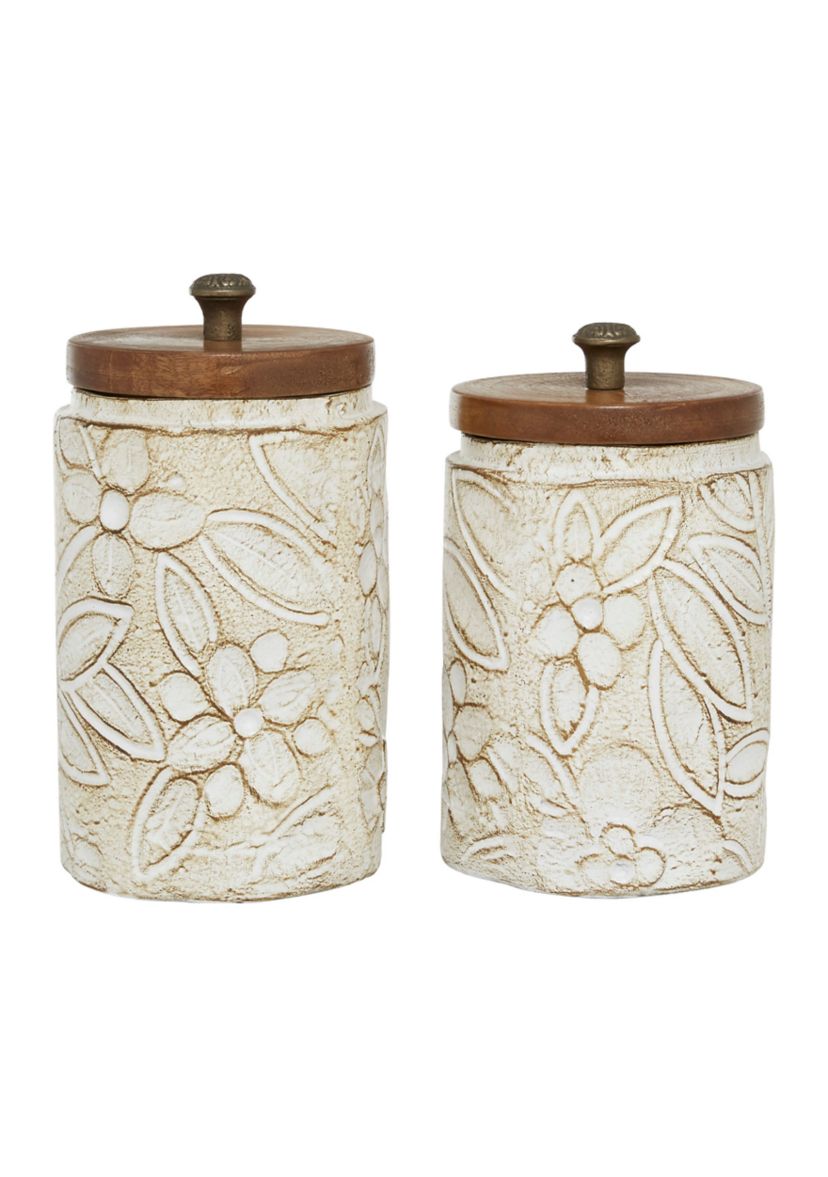 Farmhouse Ceramic Decorative Jars - Set of 2