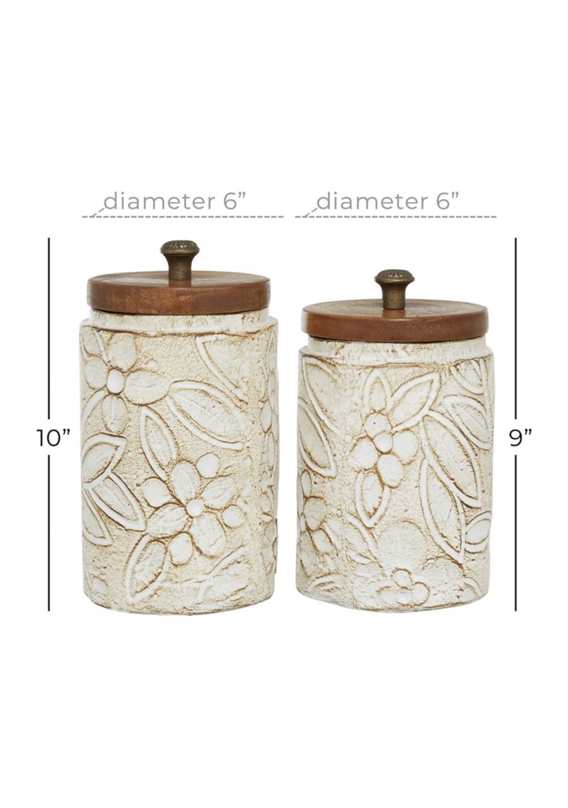 Farmhouse Ceramic Decorative Jars - Set of 2