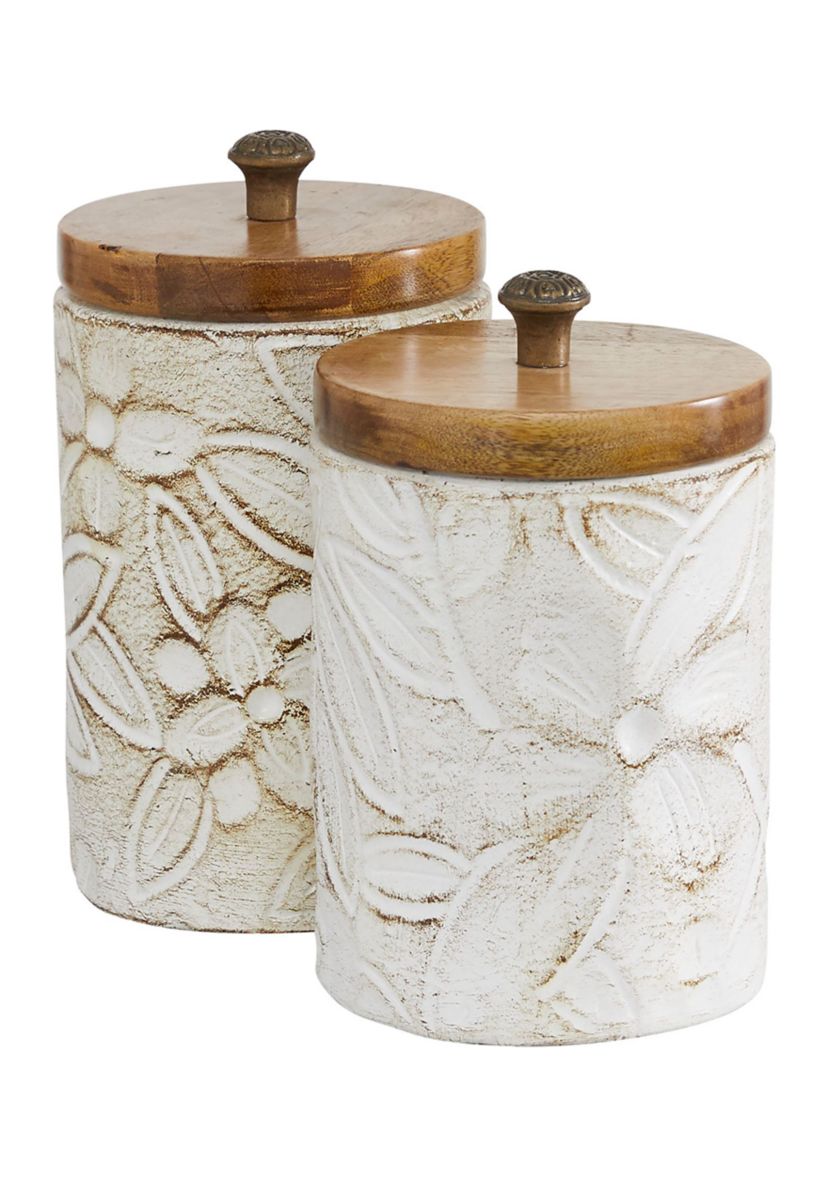 Farmhouse Ceramic Decorative Jars - Set of 2
