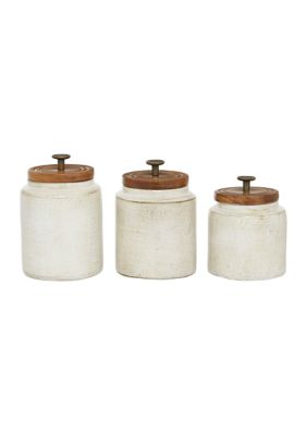 Novogratz Gray Glass Decorative Jars with Wood Lids (Set of 3)