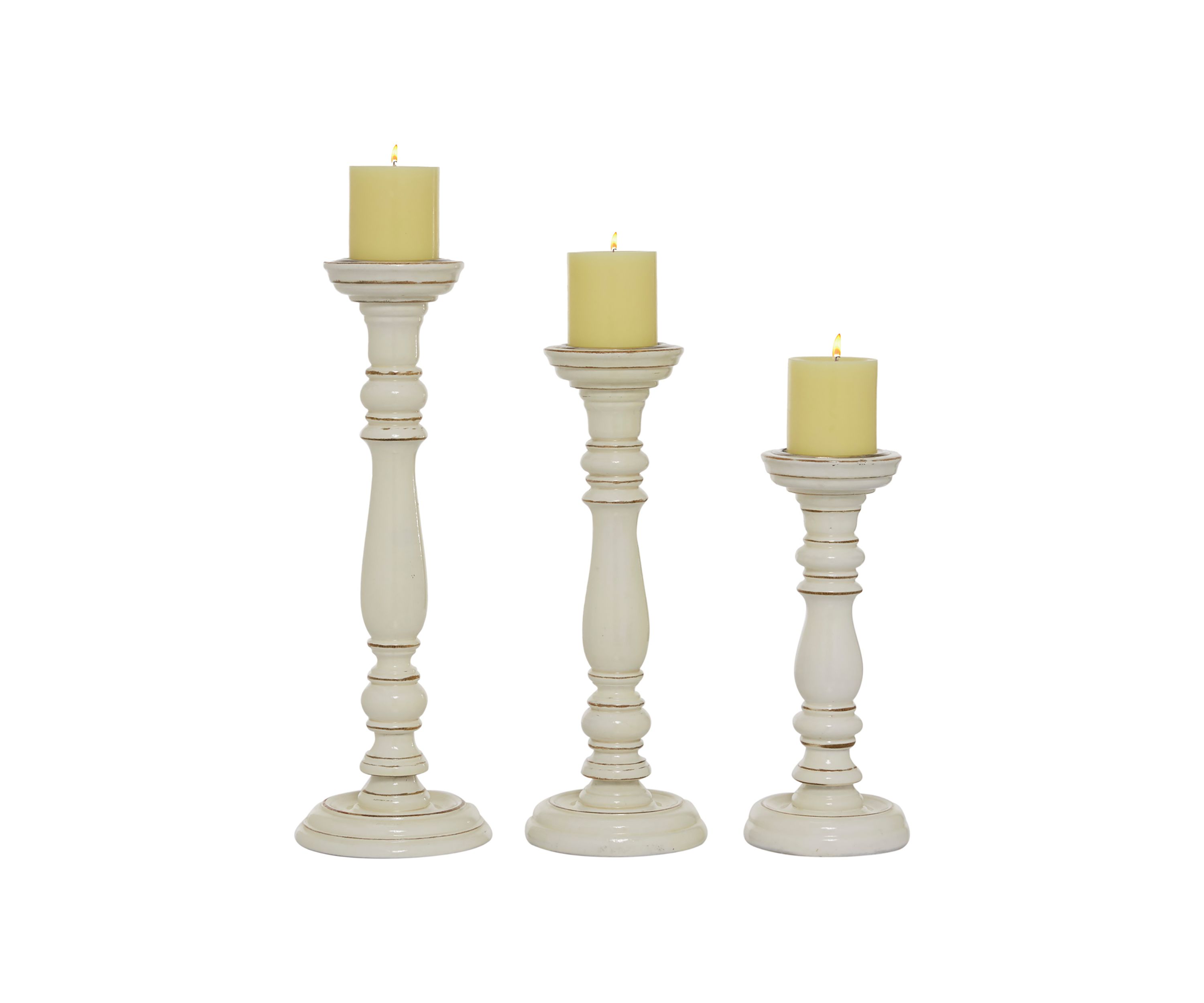 Country Cottage Mango Wood Candle Holder - Set of 3