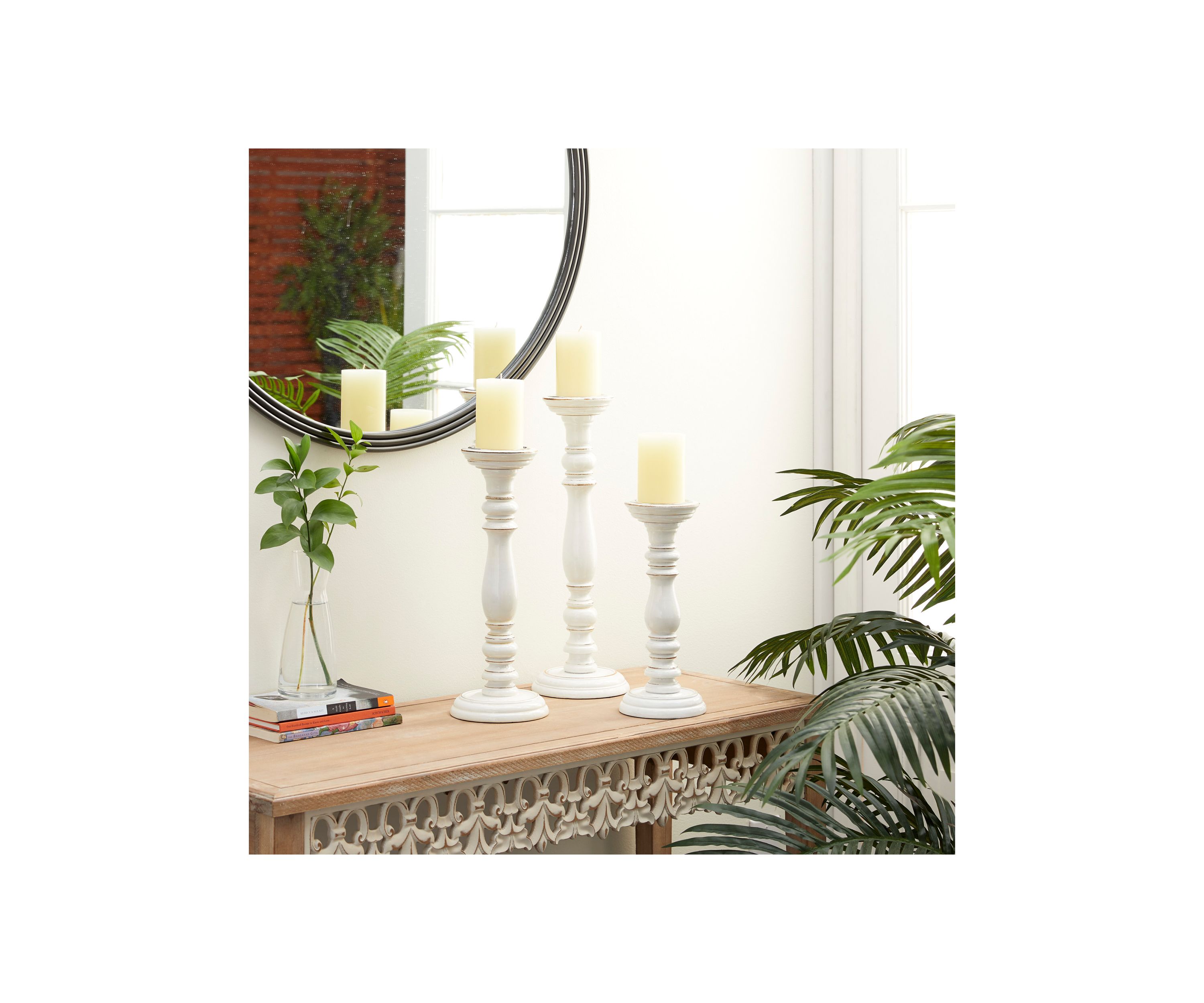 Country Cottage Mango Wood Candle Holder - Set of 3