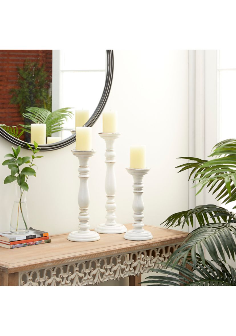 Country Cottage Mango Wood Candle Holder - Set of 3