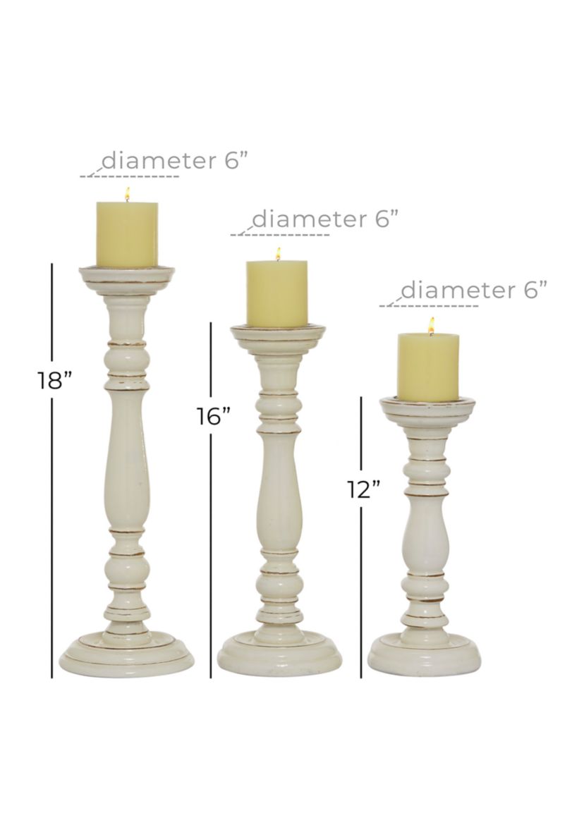Country Cottage Mango Wood Candle Holder - Set of 3