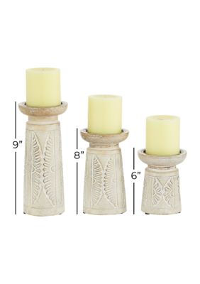 Coastal Wood Candle Holder - Set of 3