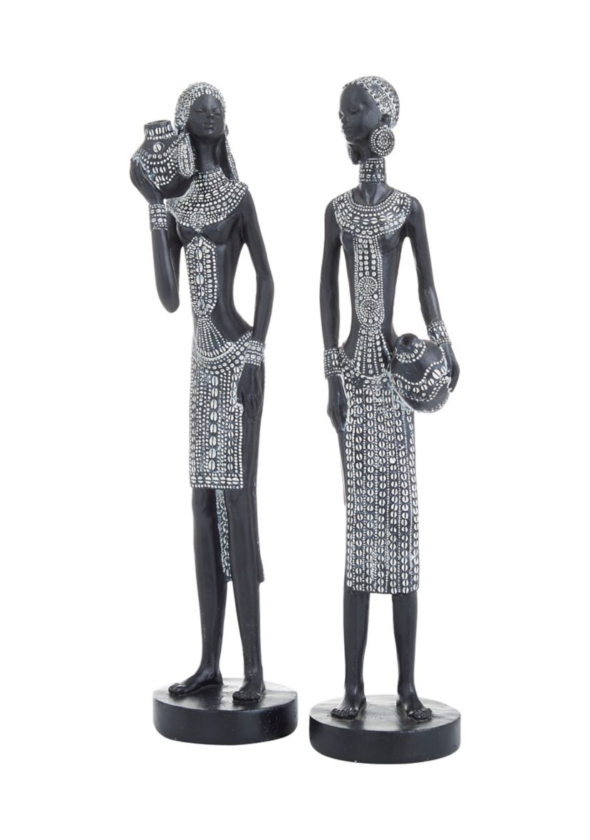 Eclectic Polystone Sculpture - Set of 2
