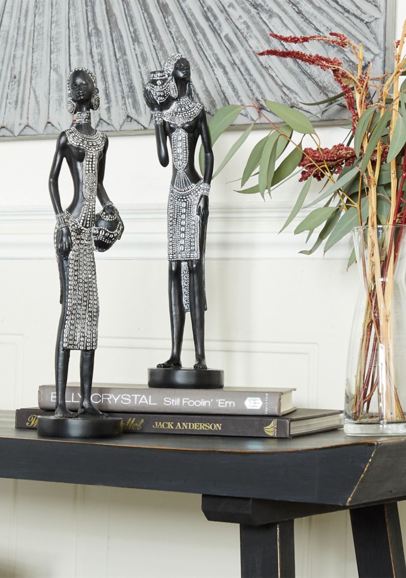 Eclectic Polystone Sculpture - Set of 2