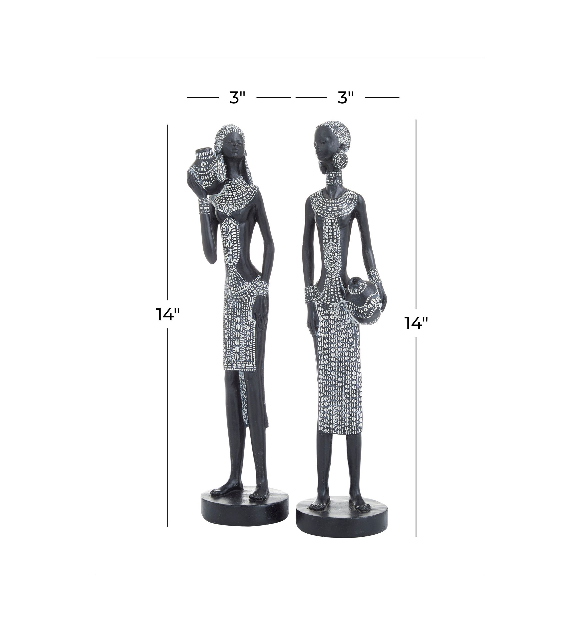 Eclectic Polystone Sculpture - Set of 2