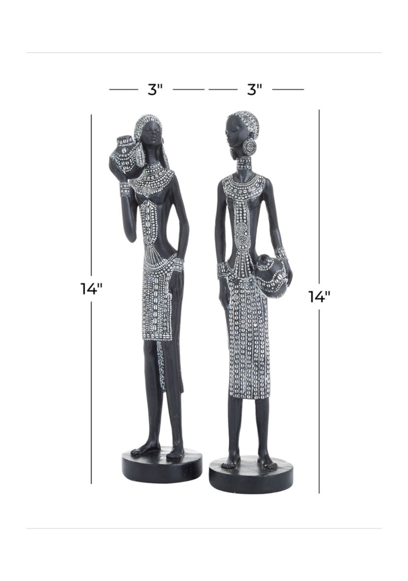 Eclectic Polystone Sculpture - Set of 2