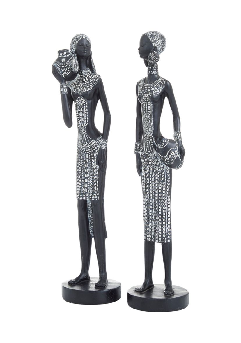 Eclectic Polystone Sculpture - Set of 2
