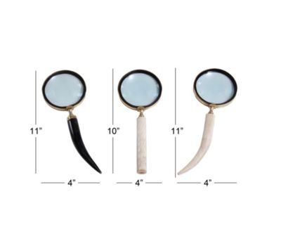 Eclectic Metal Magnifying Glass - Set of 3