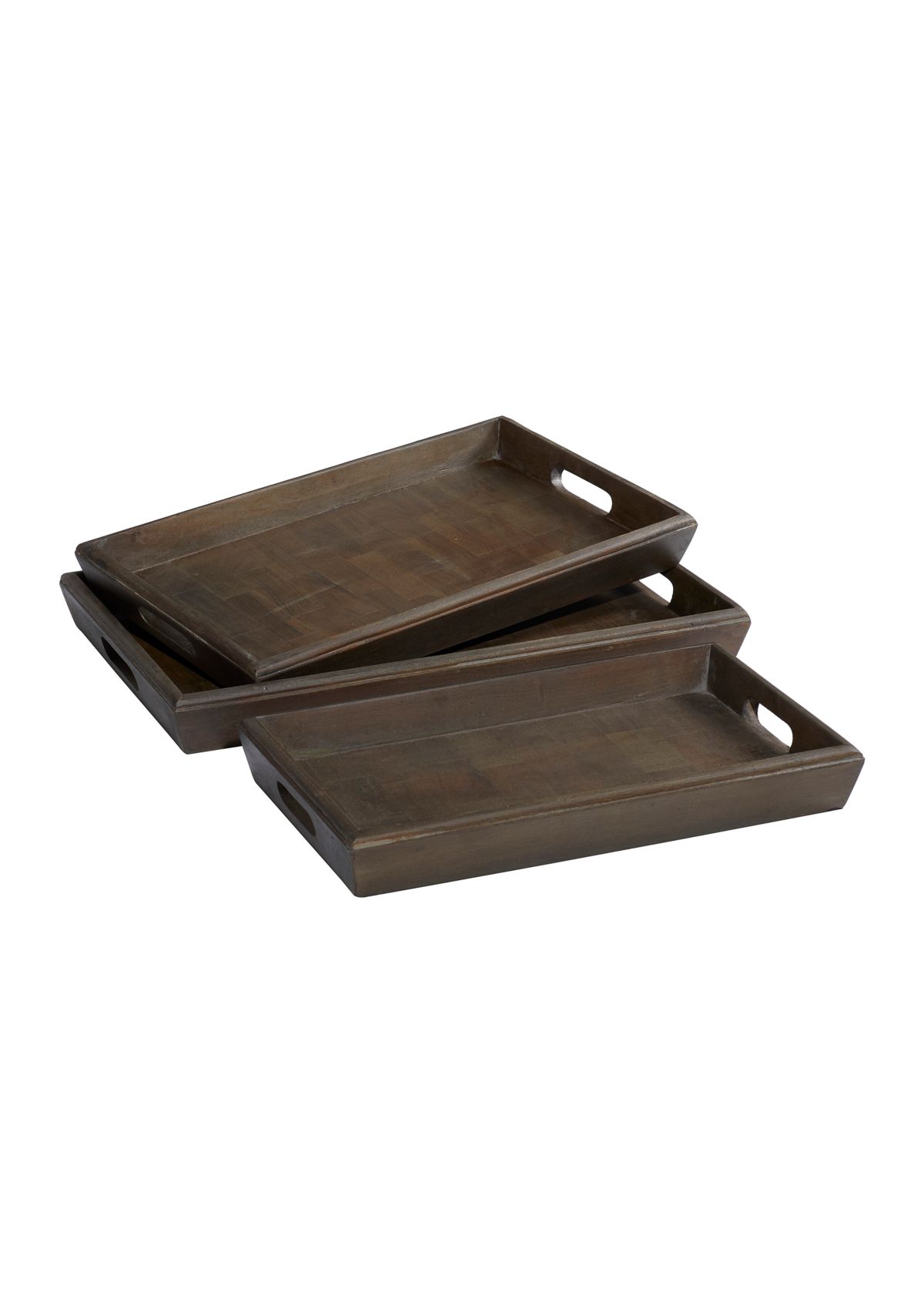 Mango Wood Contemporary Tray - Set of 3
