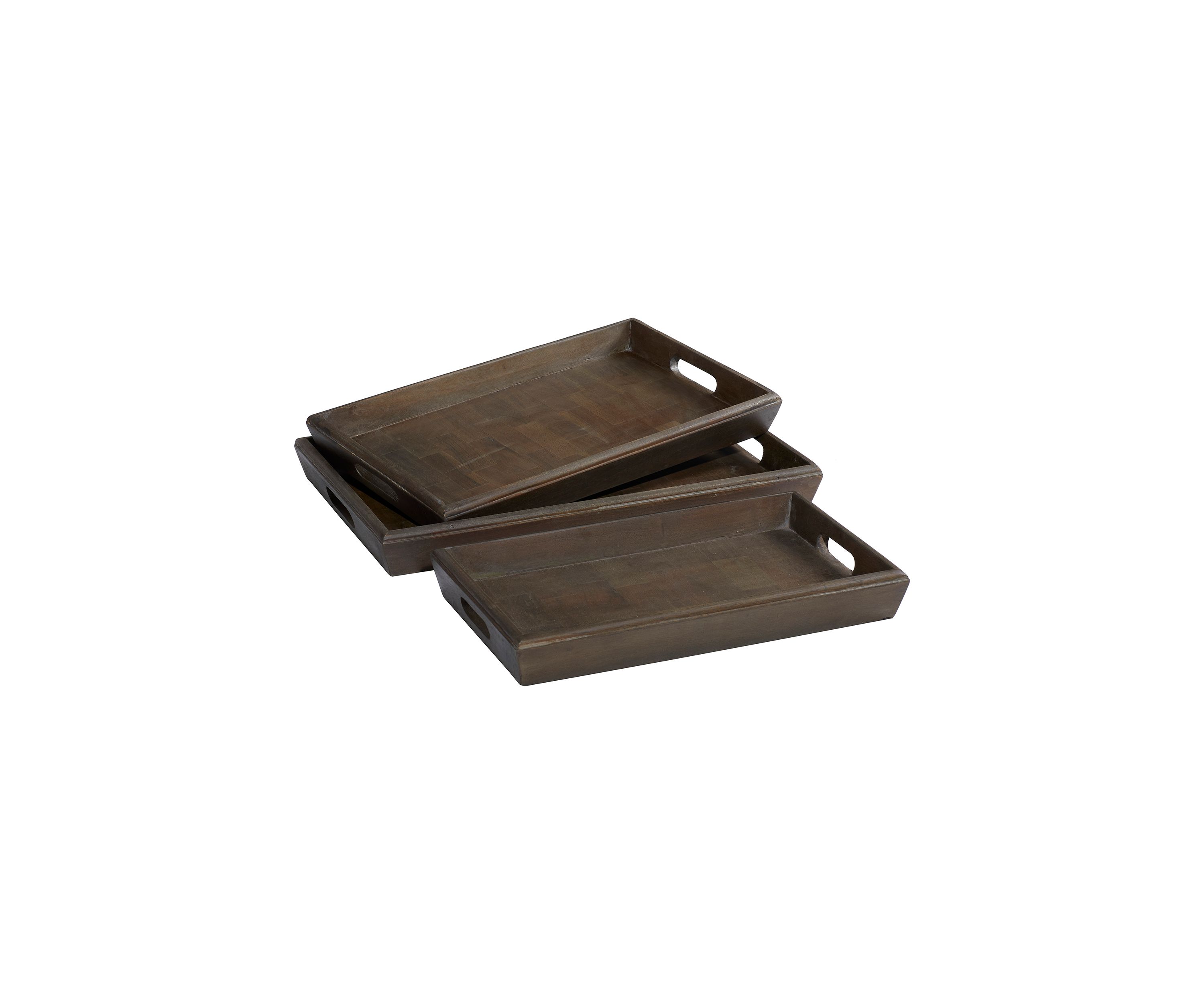 Mango Wood Contemporary Tray - Set of 3