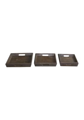 Mango Wood Contemporary Tray - Set of 3