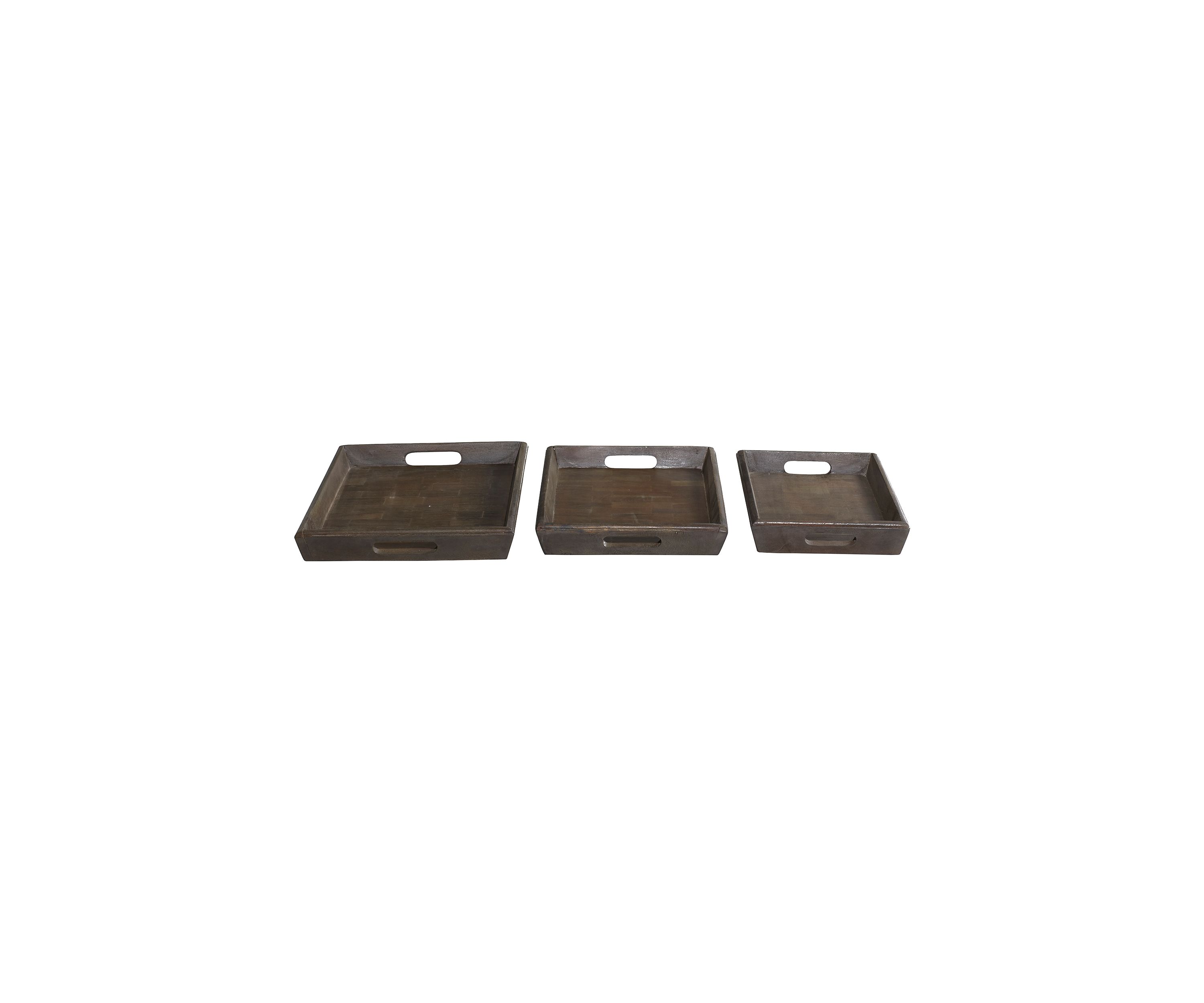 Mango Wood Contemporary Tray - Set of 3