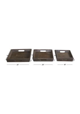 Mango Wood Contemporary Tray - Set of 3