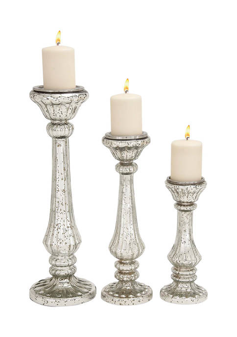 Monroe Lane Glass Traditional Candle Holder Set of