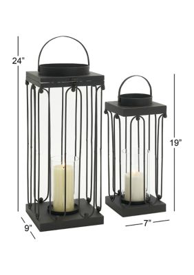 Contemporary Metal Candle Lantern - Set of 2