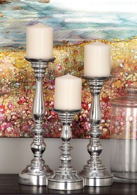 Traditional Aluminum Metal Candle Holder - Set of 3