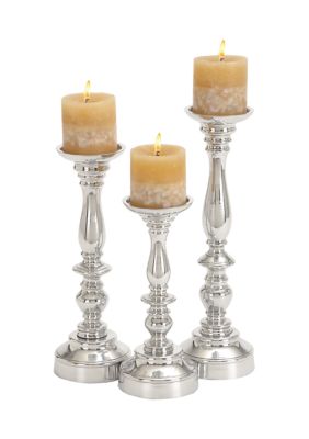 Traditional Aluminum Metal Candle Holder - Set of 3