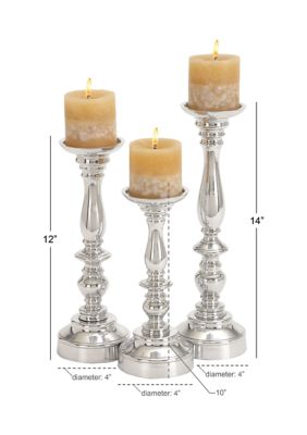 Traditional Aluminum Metal Candle Holder - Set of 3