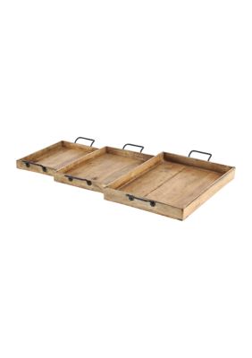 Rustic Mango Wood Tray - Set of 3