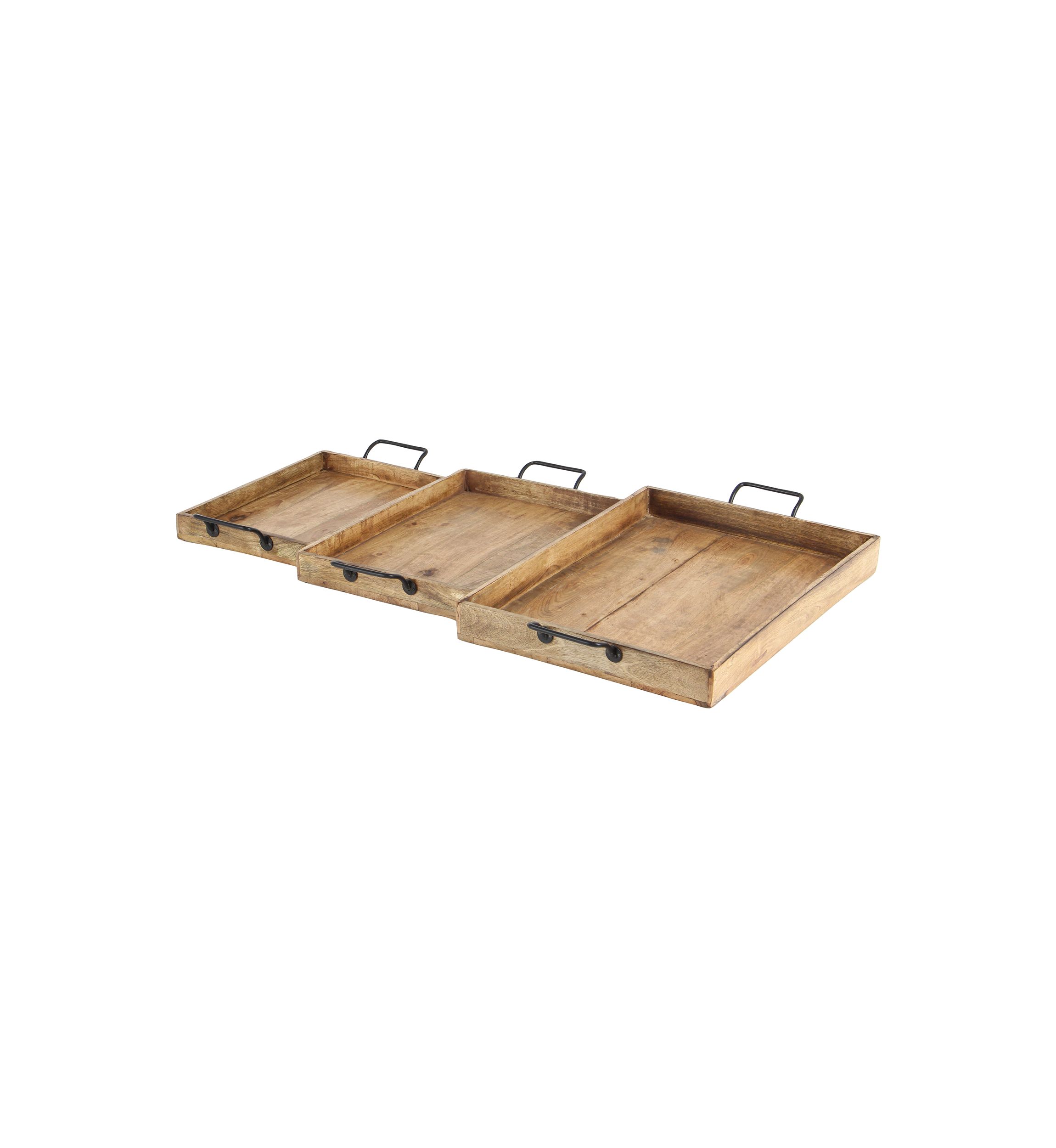 Rustic Mango Wood Tray - Set of 3